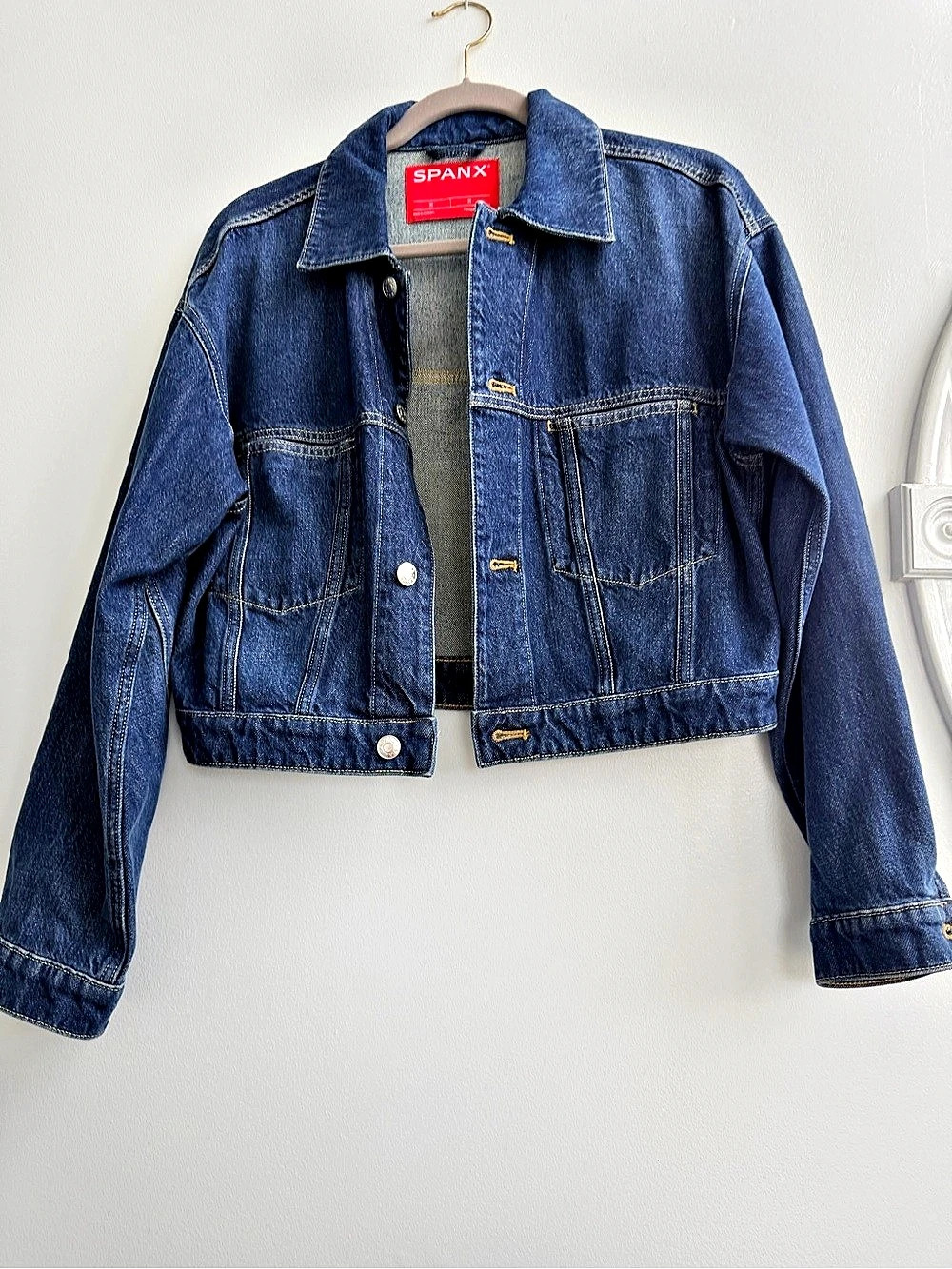 SPANX Denim Jacket in Blue Size Medium Like New
